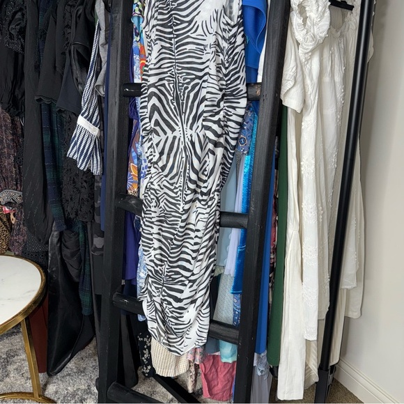 Lioness Mesh Zebra Print Mini Dress in Black White - Picture 8 of 11